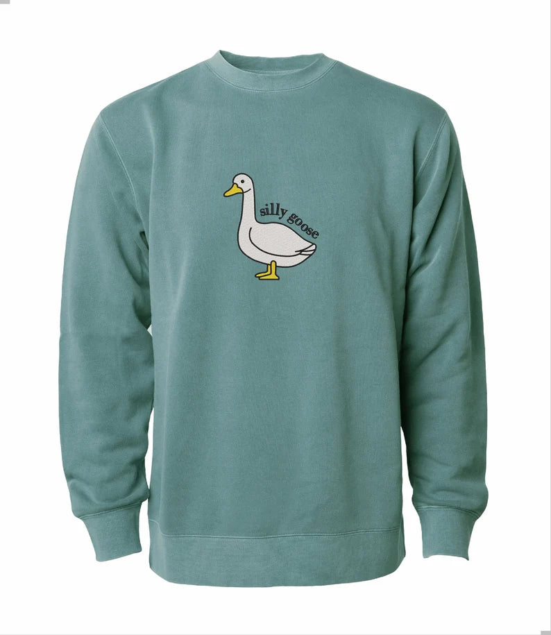 Silly Goose Embroidered Crewneck Sweater