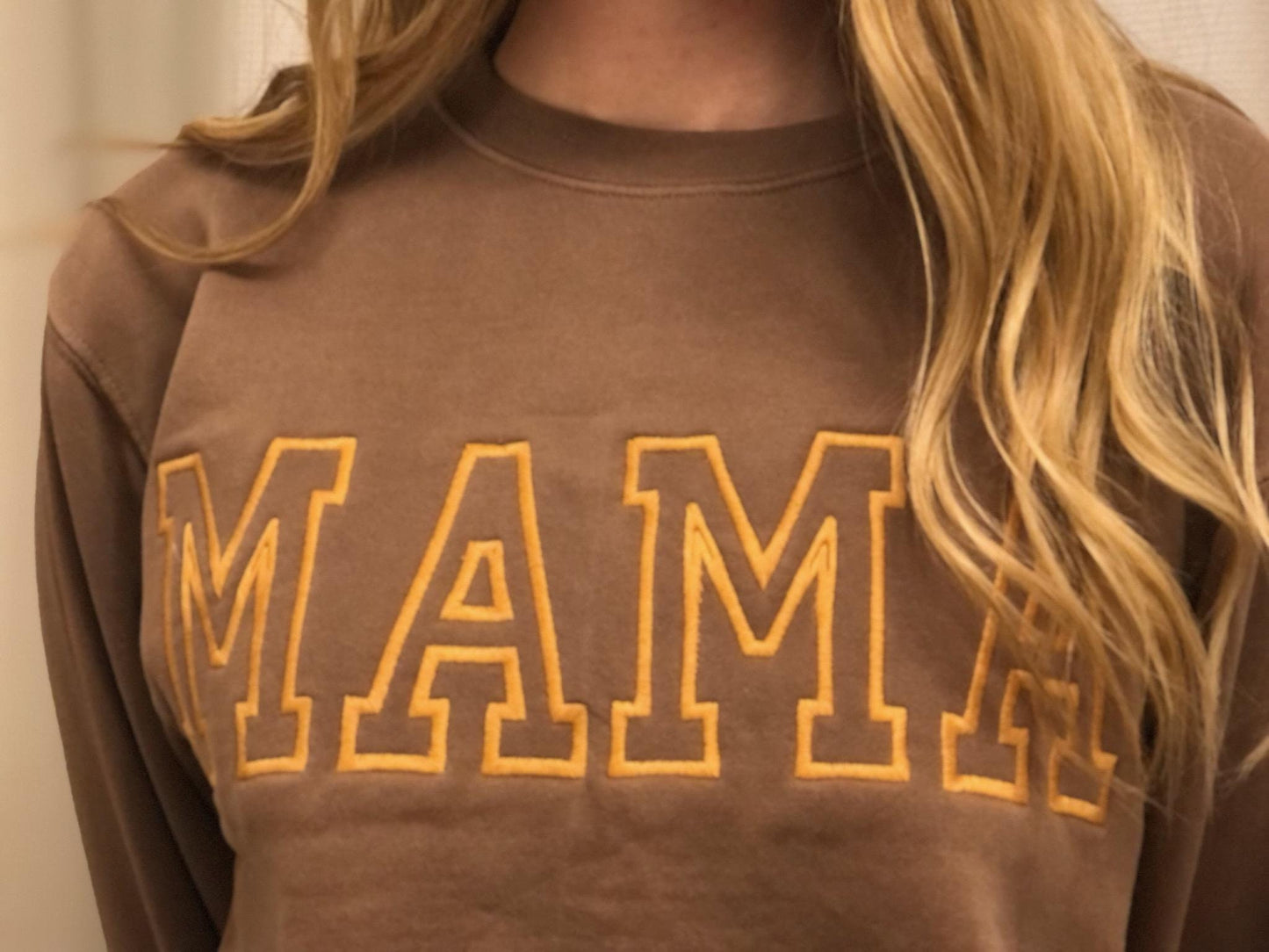 Custom Mama Crewneck Embroidered Sweatshirt