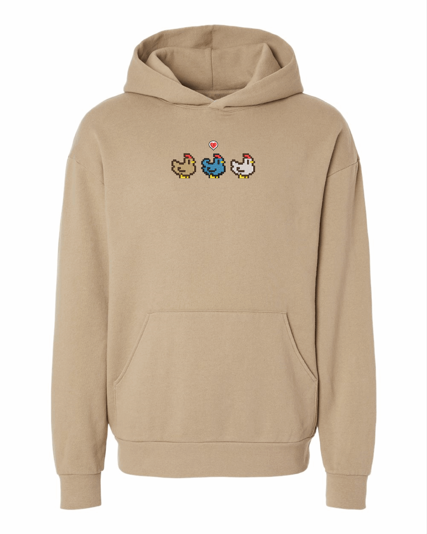 Stardew Chickens With Blue Embroidered Hoodie